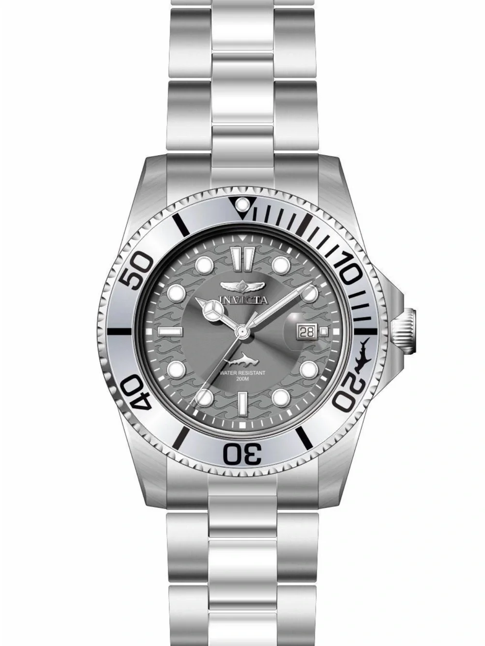 Sale New  Invicta Pro Diver Men's Watch 42mm Steel Tone Case Grey Metal Dial